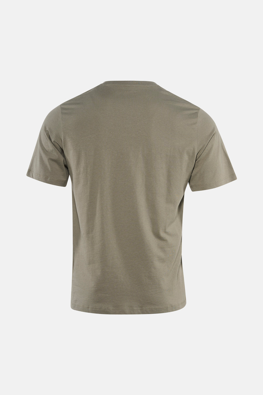 Kaki korte mouw t-shirt van ORIGINALS BY JACK & JONES, achterzijde weergegeven, eenvoudig ontwerp, gladde stof, ronde halslijn