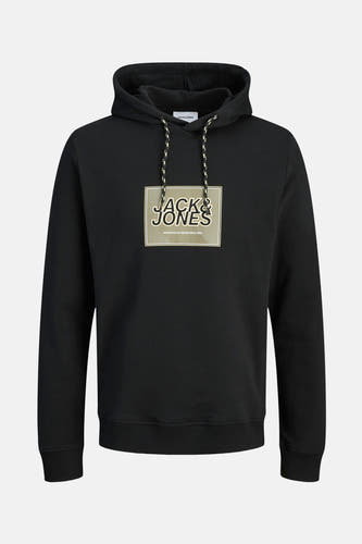 Gilet noir avec capuche de CORE BY JACK & JONES, avec logo sur la poitrine et cordons.