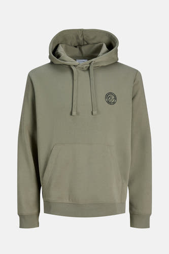 Gilet en coton avec capuche d'ORIGINALS BY JACK & JONES, avec un logo rond sur la poitrine et une poche kangourou.