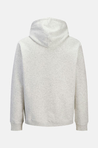 Pull-over blanc avec capuche d'ORIGINALS BY JACK & JONES, vu de l'arrière, avec des manches longues et des bordures en côtes.