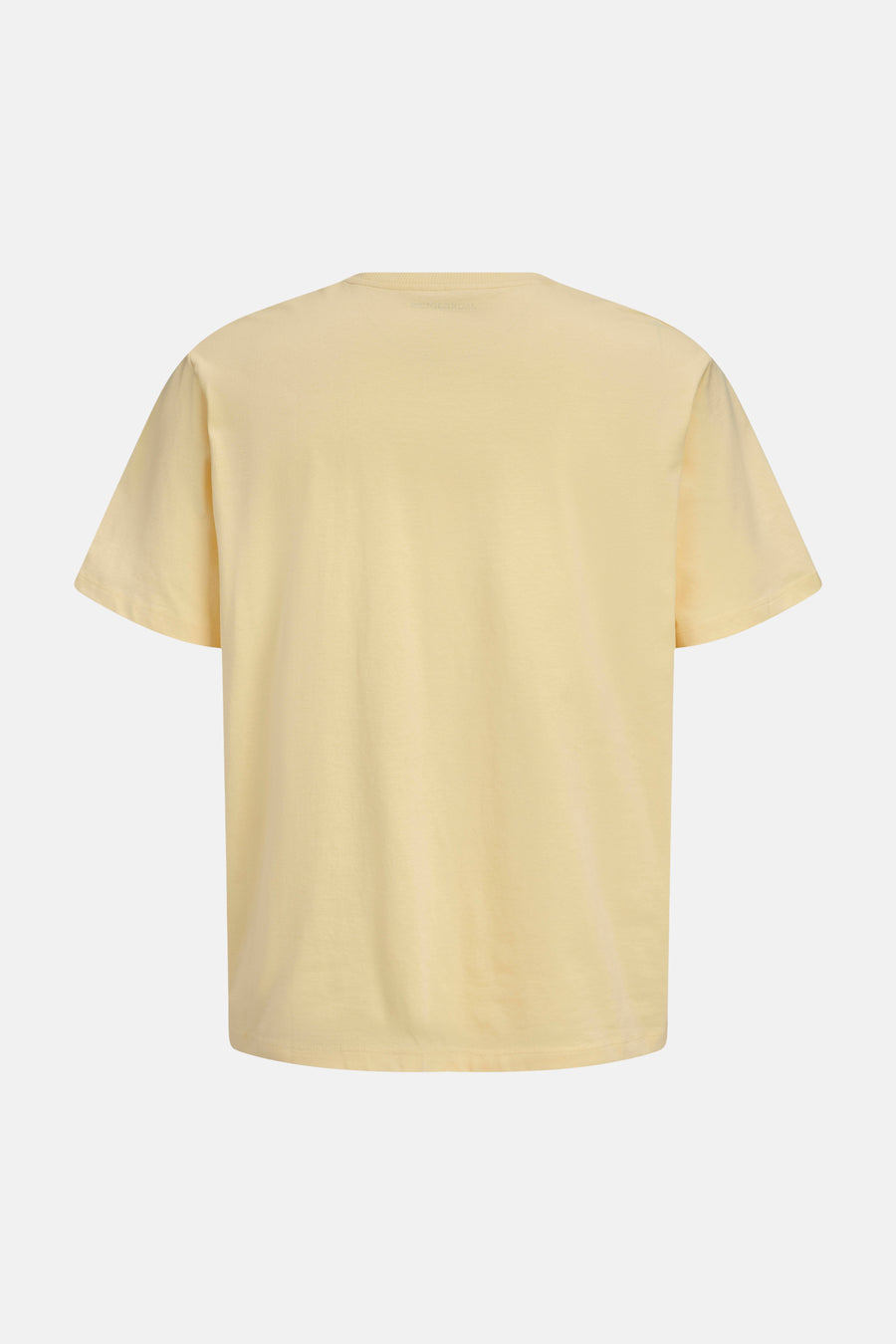 T-shirt jaune de ORIGINALS BY JACK & JONES, uni à manches courtes et col rond, dos.