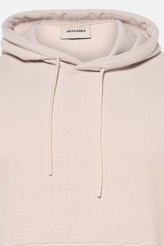 Gilet beige avec capuche de CORE BY JACK & JONES, avec cordon de serrage et structure à carreaux.