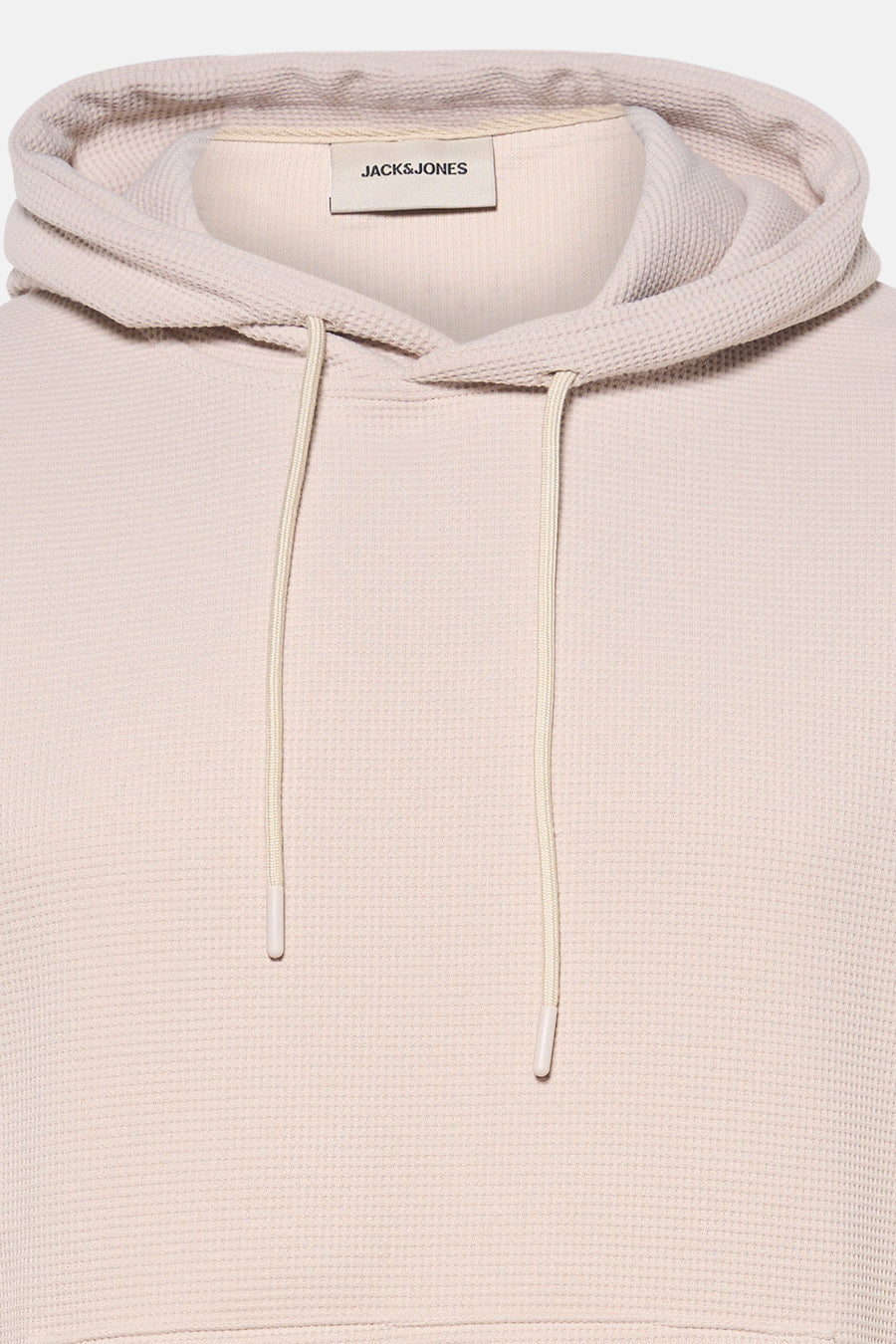 Gilet beige avec capuche de CORE BY JACK & JONES, avec cordon de serrage et structure à carreaux.