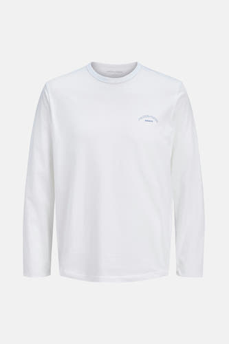 T-shirt blanc à manches longues d'ORIGINALS par JACK & JONES, avec une petite impression de logo.