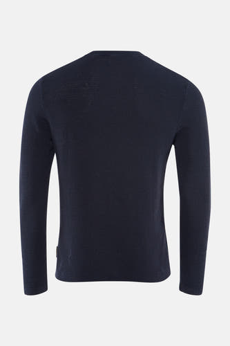 T-shirt bleu avec col rond de CORE BY JACK & JONES, texture fine trée, dos.