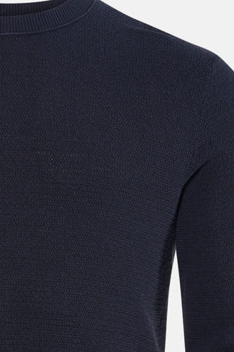 T-shirt bleu avec col rond de CORE BY JACK & JONES, tricoté finement avec une subtile texture.