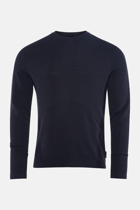 T-shirt bleu avec col rond de CORE BY JACK & JONES, doté d'une subtile texture.