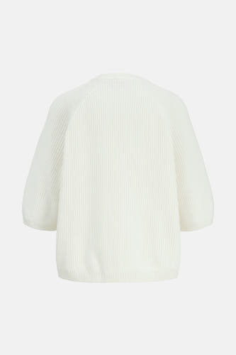 Witte trui met ronde hals van JJXX, met een ribgebreide textuur en driekwart mouwen.