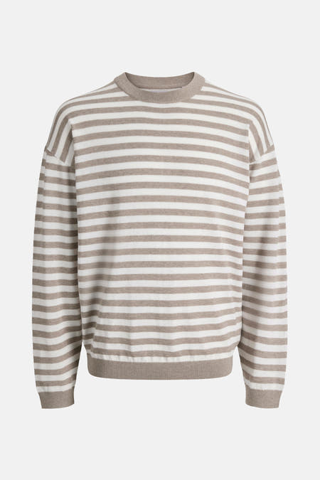 Gilet rond de cou en beige d'ORIGINALS BY JACK & JONES, avec une texture fine et un motif rayé.