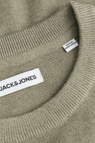 Sweat-shirt kaki avec col rond d'ORIGINALS BY JACK & JONES, avec des détails de marque.