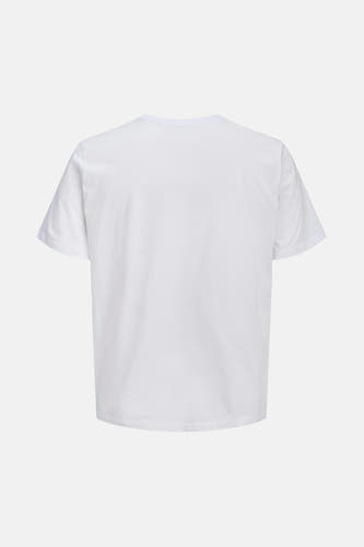 T-shirt blanc à manches courtes de CORE BY JACK & JONES, dos droit sur un fond gris clair.
