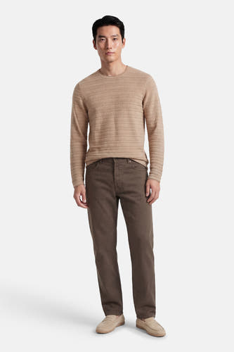 Beige trui met ronde hals van PREMIUM by JACK & JONES, met een subtiele textuur.
