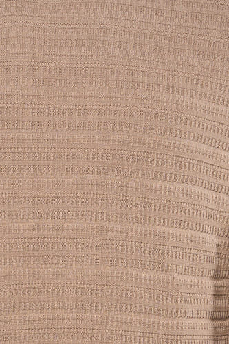 Pull beige à col rond de PREMIUM by JACK & JONES, avec un motif tricoté rayé et une texture fine.
