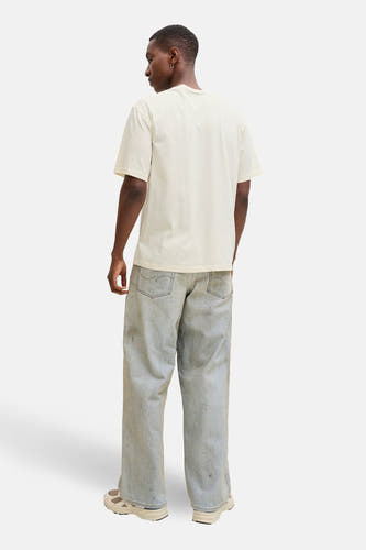 T-shirt beige à manches courtes de PREMIUM by JACK & JONES, vu de dos avec une coupe décontractée.