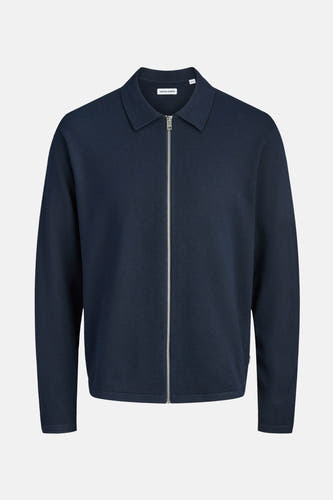 Gilet bleu d'ORIGINALS BY JACK & JONES, avec des manches longues et une fermeture éclair argentée à l'avant.