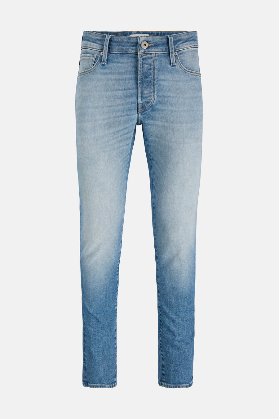 Jean slim de denim bleu clair de Jack & Jones Jeans Intelligence, avec fermeture à boutons.