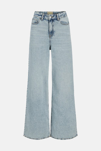 Lichtblauwe denim wide-fit jeans van JJXX, met hoge taille, knoop- en ritssluiting en een lichte wassing.