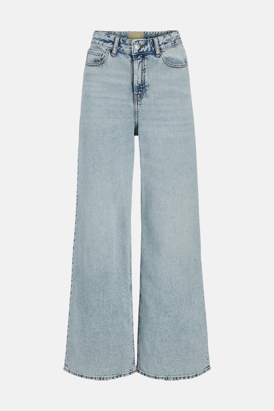 Lichtblauwe denim wide-fit jeans van JJXX, met hoge taille, knoop- en ritssluiting en een lichte wassing.
