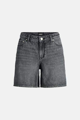 Short en jean gris foncé de JJXX avec fermeture à boutons, passants de ceinture et poches avant avec rivets argentés.