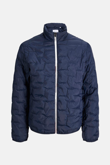 Manteau court bleu d'ORIGINALS BY JACK & JONES, avec une étiquette de marque sur une poche.