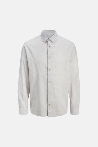 Chemise beige à manches longues avec un motif subtilement rayé de PREMIUM by JACK & JONES.