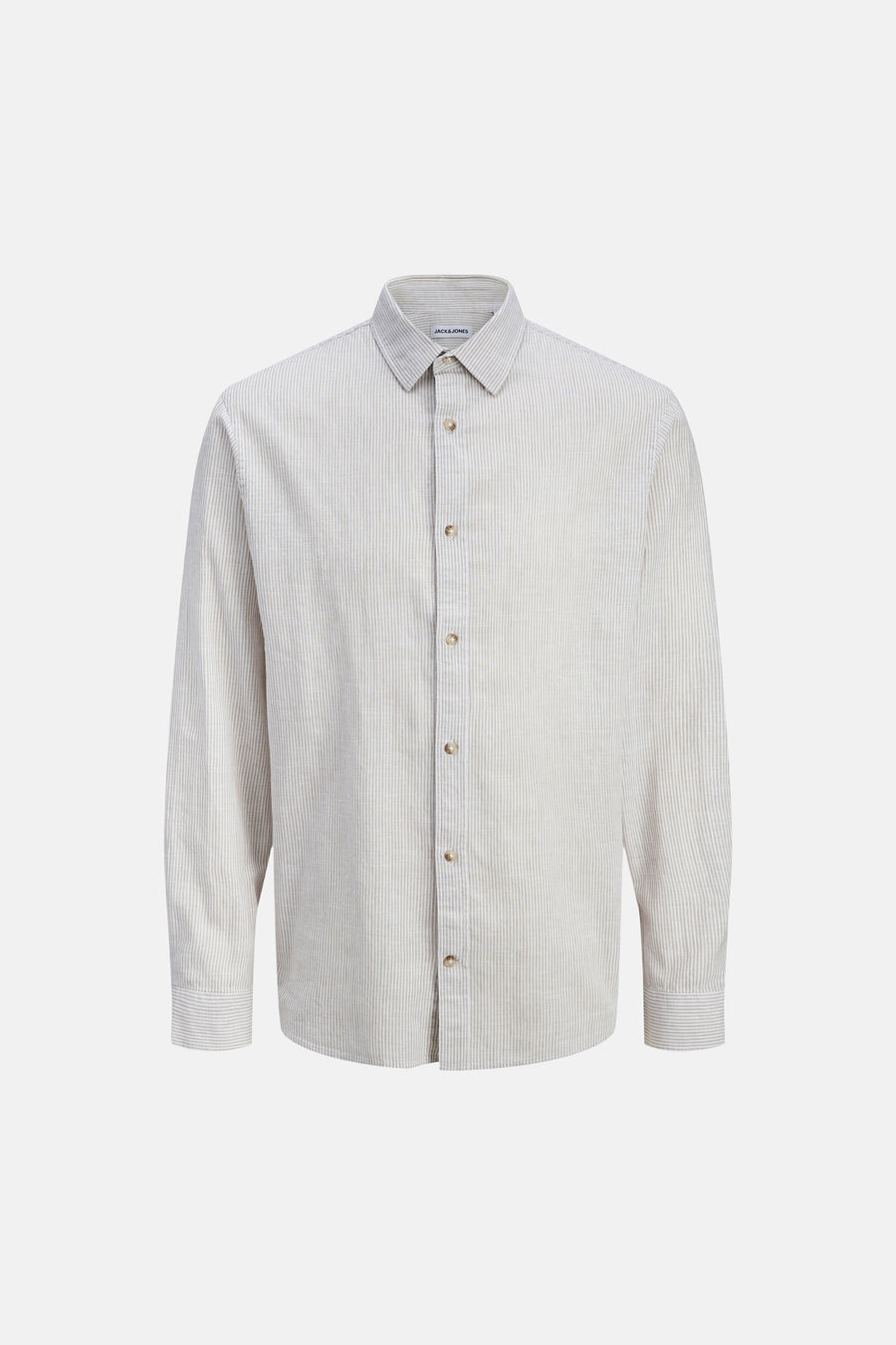 Chemise beige à manches longues avec un motif subtilement rayé de PREMIUM by JACK & JONES.