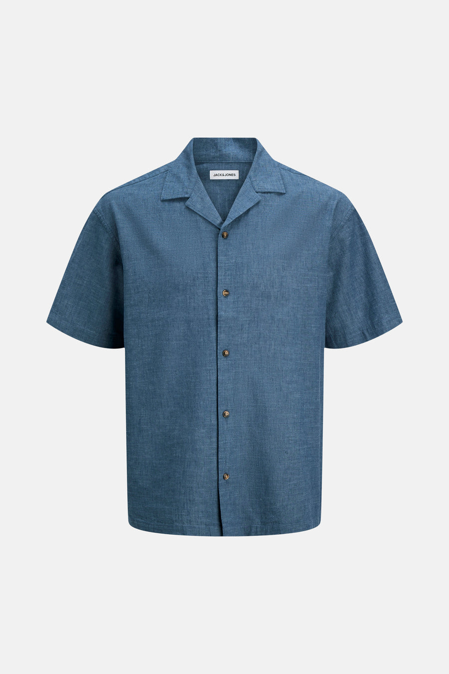 Chemise bleue à manches courtes de PREMIUM by JACK & JONES, avec fermeture boutonnée et col ouvert.