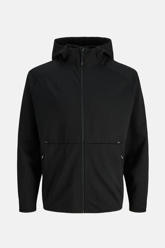Gilet (sweater) noir de CORE BY JACK & JONES avec capuche et fermeture éclair devant.