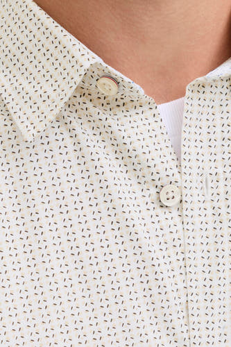 Chemise beige à longues manches de PREMIUM by JACK & JONES, avec un motif à carreaux sur toute la surface et une fermeture à boutons.