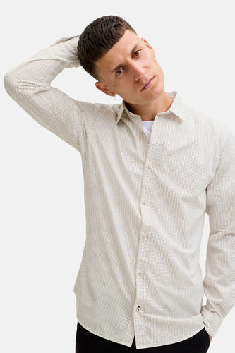 Chemise beige à longues manches de PREMIUM by JACK & JONES, avec un motif subtil.