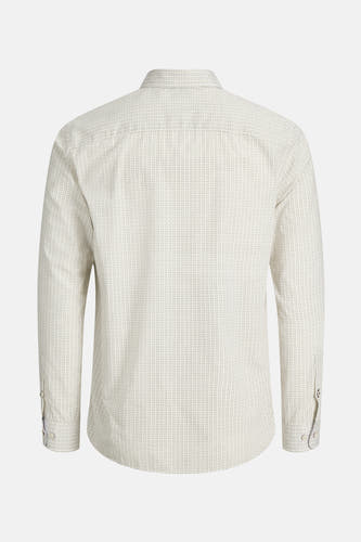 Chemise beige à longues manches de PREMIUM by JACK & JONES, avec un motif subtil, vue de l'arrière.