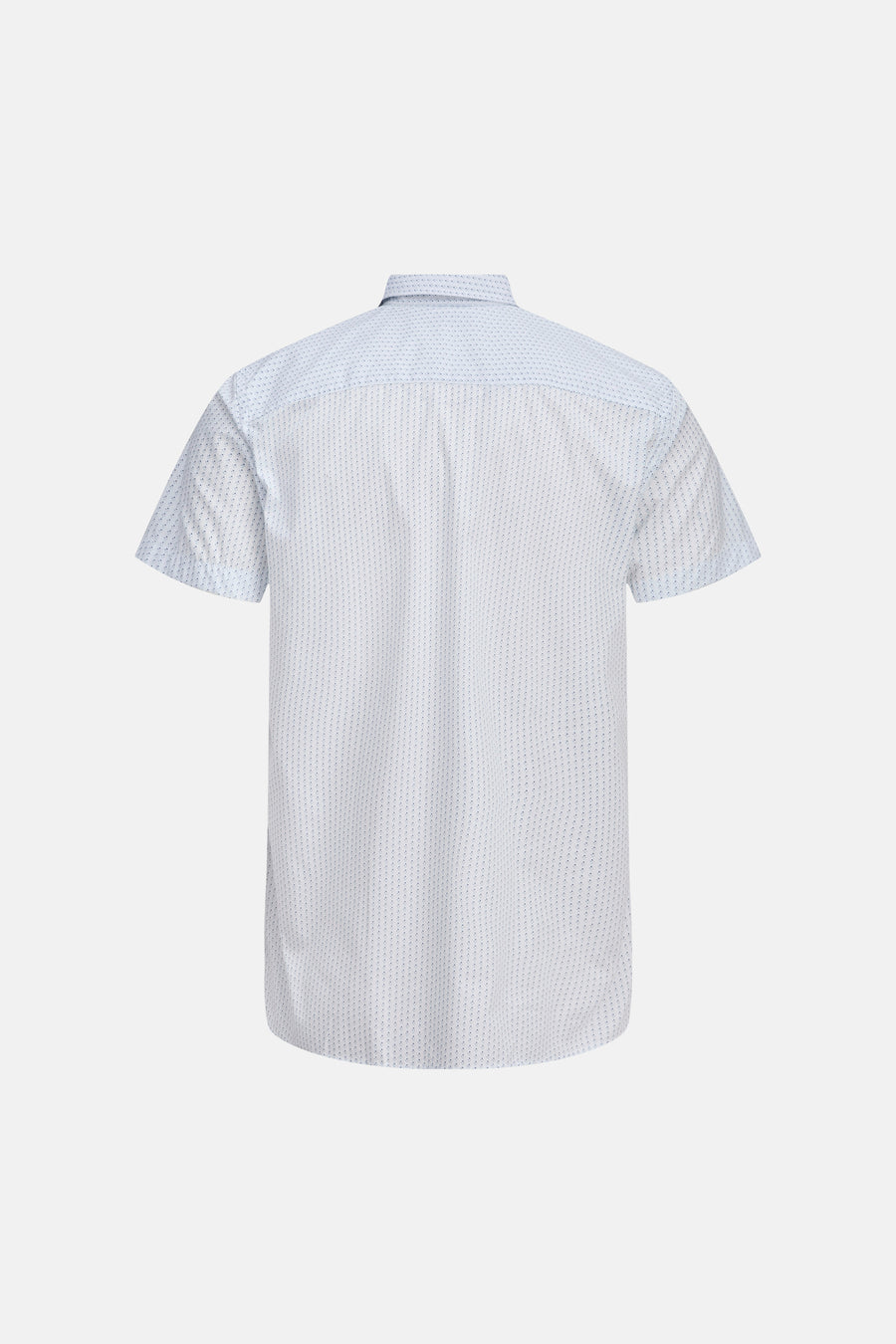 Chemise bleu clair à manches courtes de PREMIUM by JACK & JONES, avec un motif à pois subtil, dos visible.
