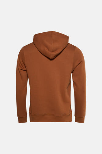 Pull à capuche marron de ORIGINALS BY JACK & JONES, vue arrière, couleur unie et manches longues.