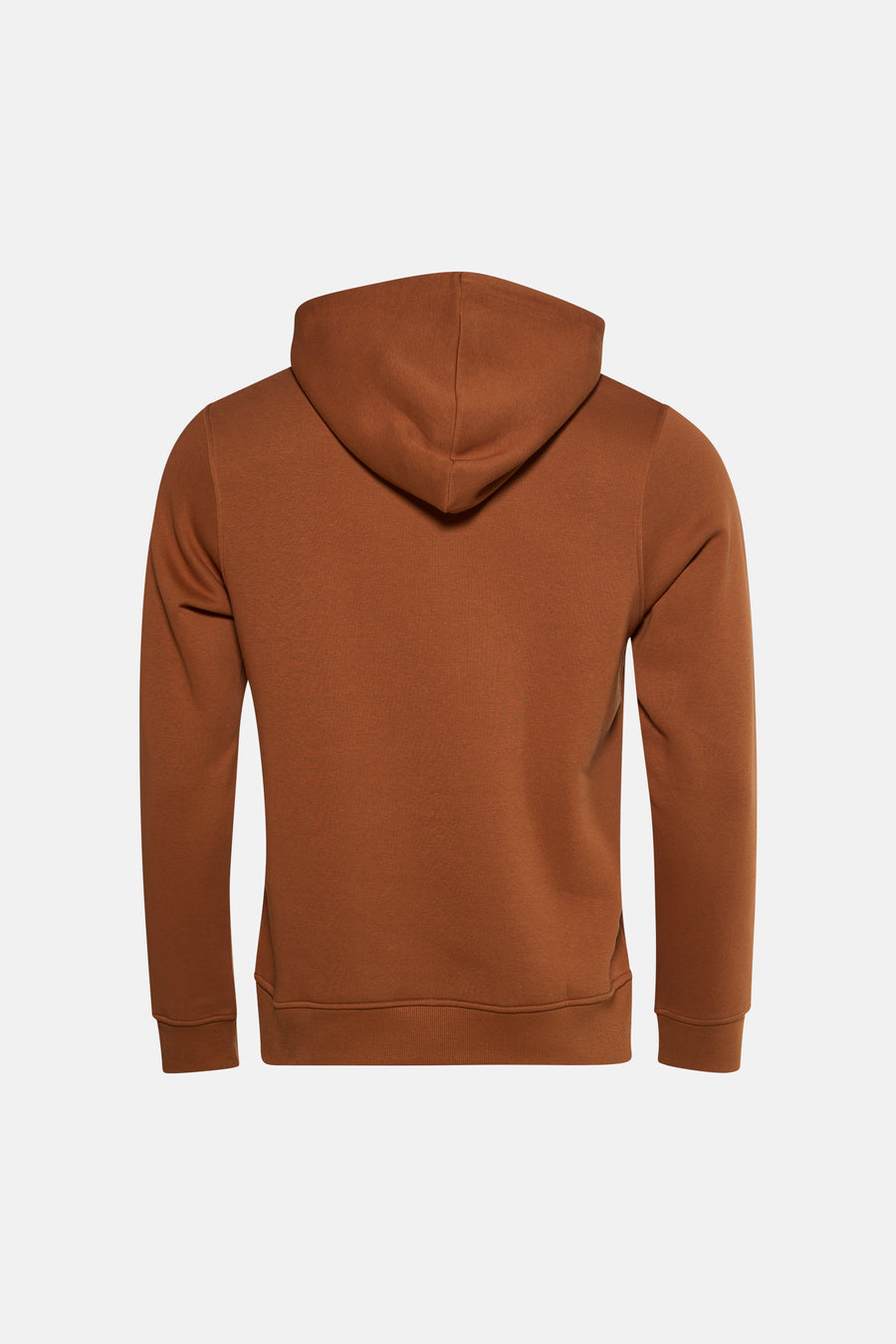 Pull à capuche marron de ORIGINALS BY JACK & JONES, vue arrière, couleur unie et manches longues.