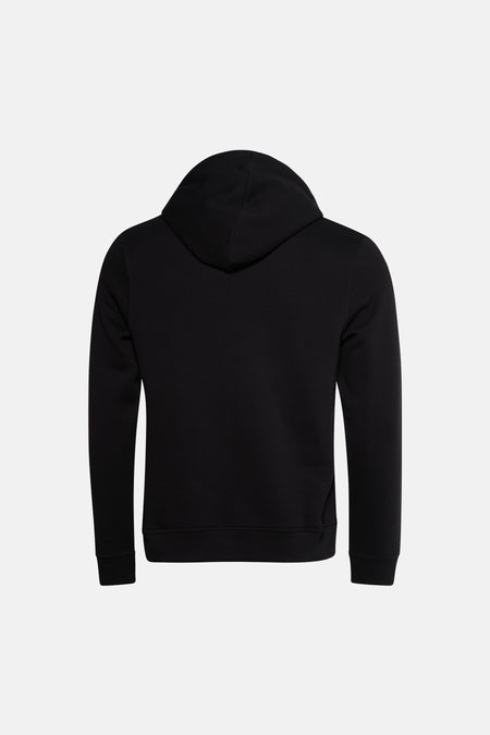 Sweatshirt noir à capuche de ORIGINALS BY JACK & JONES, vue arrière, couleur unie et manches longues.