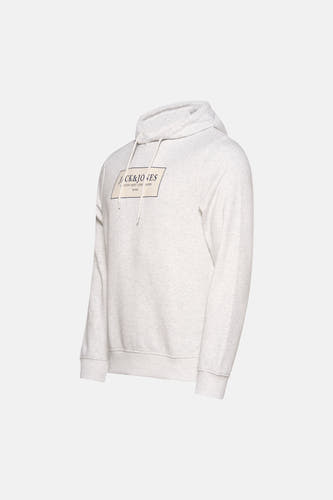 Sweat à capuche blanc d'ORIGINALS BY JACK & JONES, avec logo sur la poitrine et cordons de serrage.