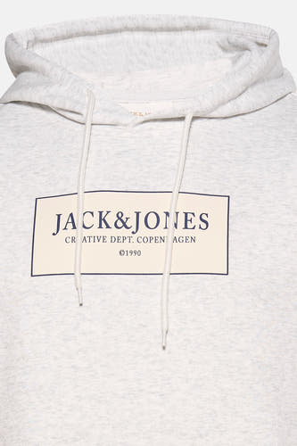 Sweat à capuche blanc d'ORIGINALS BY JACK & JONES, avec cordon de serrage et logo sur la poitrine.