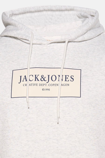 Sweat à capuche blanc d'ORIGINALS BY JACK & JONES, avec cordon de serrage et logo sur la poitrine.