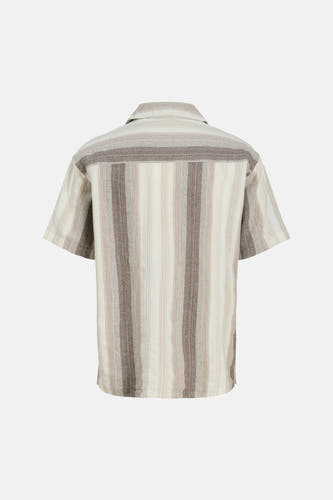 Chemise beige à manches courtes de ORIGINALS BY JACK & JONES, avec un motif rayé.