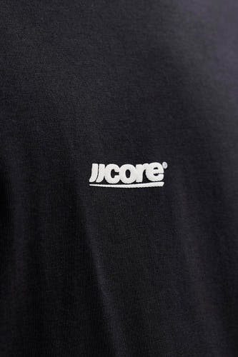 T-shirt noir à manches courtes de CORE BY JACK & JONES, avec logo brodé.