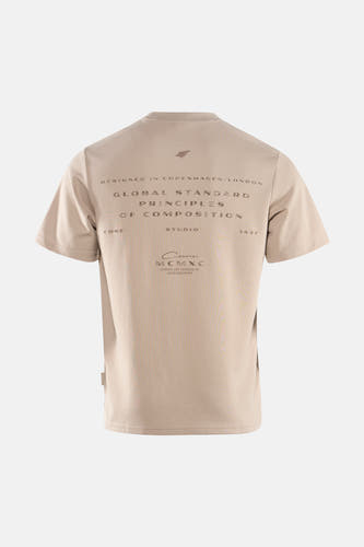 Beige T-shirt met korte mouwen van CORE by JACK & JONES, met tekstprint op de achterkant.