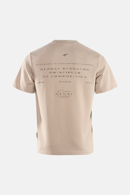 Beige T-shirt met korte mouwen van CORE by JACK & JONES, met tekstprint op de achterkant.