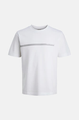 T-shirt blanc à manches courtes de CORE by JACK & JONES, avec des détails à double rayure sur la poitrine.