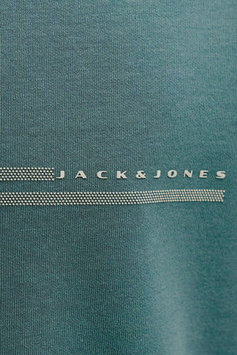 T-shirt à manches courtes vert de CORE by JACK & JONES, avec un logo et des rayures décoratives.