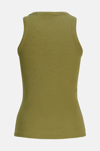 T-shirt vert de JJXX, avec une texture côtelée et un ajustement moulant.