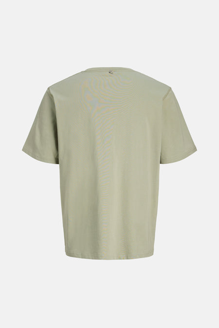 T-shirt vert à manches courtes ORIGINALS BY JACK & JONES, design uni, dos.