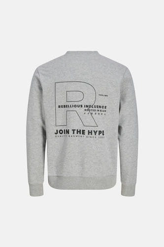 Sweat-shirt gris de JJREBEL avec un imprimé frappant au dos.