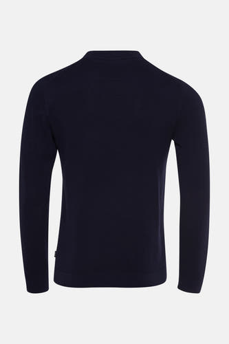 T-shirt bleu avec col rond de PREMIUM by JACK & JONES, texture lisse et longues manches, dos.