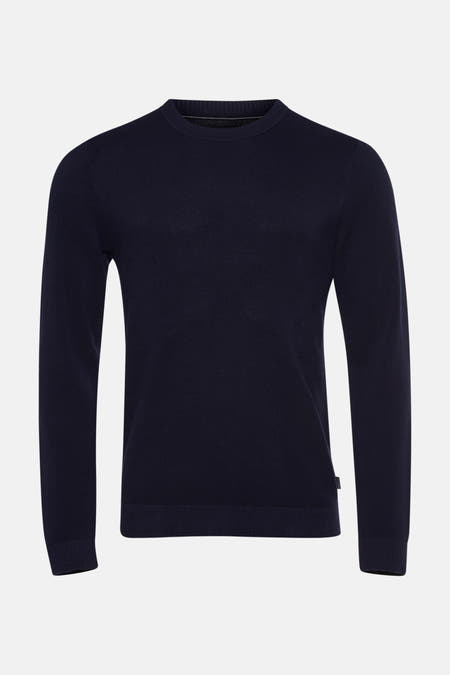 T-shirt bleu avec col rond de PREMIUM par JACK & JONES, doté d'une subtile texture.