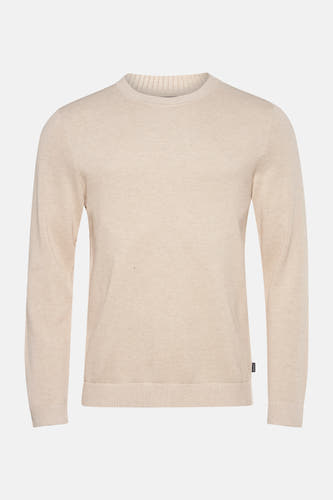 Gilet beige avec col rond de PREMIUM by JACK & JONES, texture fine trée.